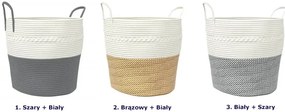 Bawełniany kosz na pranie brązowy + biały Z4-B87