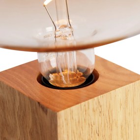 Rustykalna lampa stołowa z drewna naturalnego w komplecie z LED G220 - Bloc Rustykalny / Vintage Oswietlenie wewnetrzne