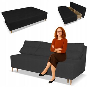 Kanapa sofa KIMO f. spania pojemnik Family Meble Twisster czarna sztruks