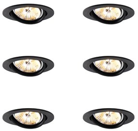 Zestaw 6 nowoczesnych czarnych, uchylnych reflektorów wpuszczanych AR70 - Cisco