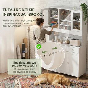 HOMCOM Kredens Witryna do Pracowni i Atelier Nowoczesna Szafka na Akcesoria i Dzieła Płyta MDF 100x40x180 cm | Aosom PL