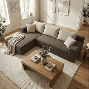 Coco Living Sofa do salonu Luna 3-osobowa – brąz piaskowy lewa