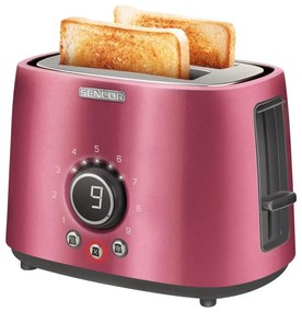 Sencor - Toster z dwoma szczelinami i rusztem do podgrzewania 1000W/230V, różowy