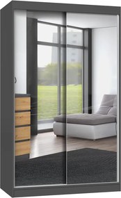 Lustrzana szafa przesuwna 120 cm dąb artisan antracyt Z9-W25