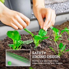 Outsunny Hochbeet Skrzynka Warzywna, modularne wysokie łóżko, chronione brzegi, design bez dna, 150 x 62 x 30 cm, Srebrne