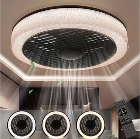 NETTLIFE Wentylator sufitowy LED z oświetleniem - 39,5 cm Nowoczesny, duży i cichy, pilot, timer, 34 W, 3000 K-6000 K z możliwością ściemniania