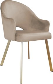 Krzesło Velvet tkanina Welur noga metalowa : Kolor nogi - Złota profil, Kolor tkaniny - VELVET - MG09, Typ siedziska - Siedzisko stałe