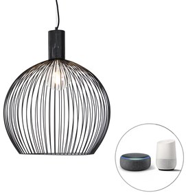 Inteligentna okrągła lampa wisząca czarna 50 cm w tym Wifi G95 - Dos Nowoczesny Oswietlenie wewnetrzne