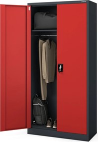 Socjalna szafa ubraniowa Dawid 90x45x185 cm, antracyt/czerwony