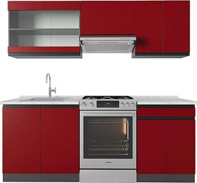 Aneks kuchenny czerwony/antracyt 200x60x81.6 r-line