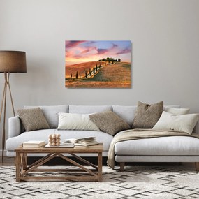 Obraz na szkle - Dom na wzgórzu, Toskania, Włochy (70x50 cm)