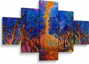 Obraz - Jesienne korony drzew, nowoczesny impresjonizm (125x70 cm)