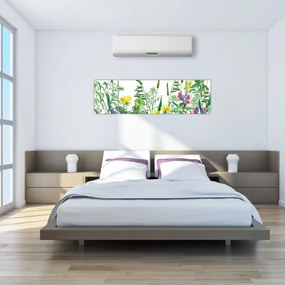 Obraz - Malowane kwiaty łąkowe (170x50 cm)