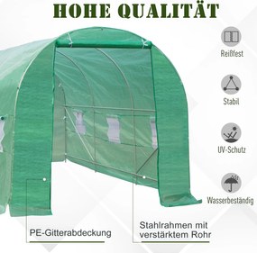 Outsunny Szklarnia foliowa tunel ogrodowy 4 5x2x2m ochrona roślin zielona trwała konstrukcja | Aosom PL