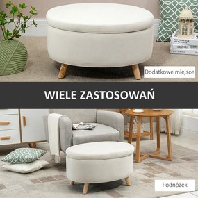 HOMCOM Ławka z miejscem do przechowywania, Hoker, owalny kształt, wygląd aksamitu, do 80 kg, 71 x 51,5 x 42 cm, Beżowy