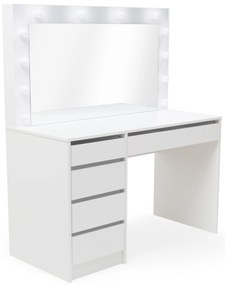 Toaletka Velinio XL 120 cm z szufladami i oświetleniem - biały