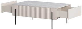 Stolik kawowy z szufladami Malmi 100 cm - kaszmir / crema bianca / czarne nóżki