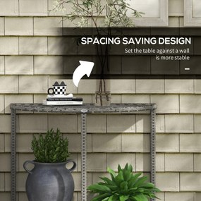 Outsunny Stolik Balkonowy, półokrągły, Polirattan+Metal, 100x50x74 cm, Szary