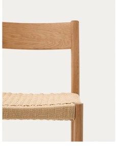 Hoker z litego drewna dębowego w naturalnym kolorze (wysokość siedziska 65 cm) Yalia – Kave Home