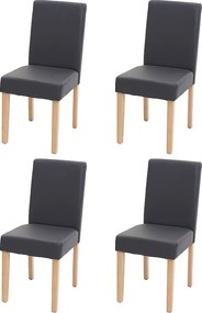 Krzesło do jadalni Littau (zestaw 4 sztuk),  imitacja skóry, szary mat, jasne nogi