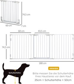 Barierka ochronna dla psów 3 panele tworzywo sztuczne łatwa instalacja bezpieczeństwo biały | Aosom PL