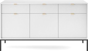 Komoda: 3 szuflady, 3 drzwi, biała, czarna, 154 x 83 x 39 cm, złote uchwyty