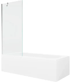 Mexen Vega wanna prostokątna 180 x 80 cm z obudową i parawanem 1-skrzydłowym 80 cm, transparent, chrom - 550118080X9508000001