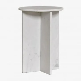 Zestaw 2 Stolików Nocnych Ø35 Cm Z Marmuru Mencia Biały Marmur Banswara - Sklum
