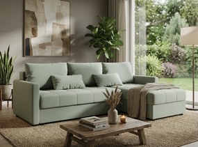 Rozkładana dwustronna sofa narożna do L VENORIA 220x143 cm, jasny zielony + 2 poduszki GRATIS