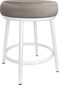 Taboret Ben tkanina Welur stelaż metalowy STOŁEK LOFT : Kolor Stelaża - Biały, Kolor tkaniny - VELVET - MG09, Typ tkaniny - Velvet