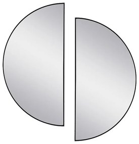 Zestaw 2 designerskich półokrągłych luster z metalu - Dł.50 x Wys.100 cm - Czarne - GAVRA