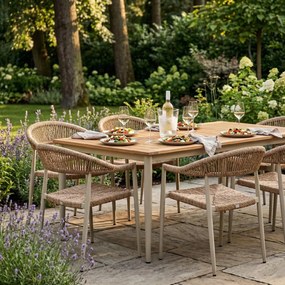 Krzesło Ogrodowe Beżowe 56x60x78 cm Plecione Sznurki Nowoczesne Wytrzymałe