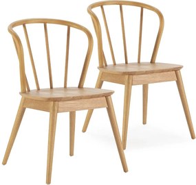 Zestaw dwóch krzeseł Brisa z drewna w kolorze dębu.
