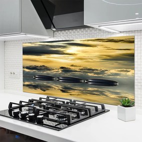 Szkło do Kuchni na Ścianę Harmonijna Kompozycja Kamieni I Wody