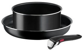 Tefal - Zestaw 3 części naczyń INGENIO EASY COOK & CLEAN BLACK