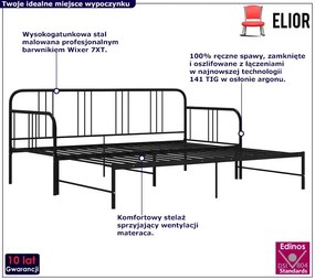Czarne Metalowe Łóżko Rozkładane 90X200 Cm Hamza 3X