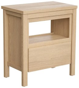 Szafka pod umywalkę z półką do przechowywania i blatem - 80 cm - Okleina dębowa - COSMOTI