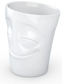 Biały zadowolony porcelanowy kubek z uchem 58products, 350 ml