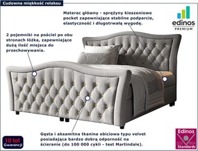 Jasnoszare łóżko kontynentalne 5 rozmiarów W2-W18