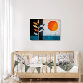 Obraz na szkle - Abstrakcja rośliny i słońca (70x50 cm)
