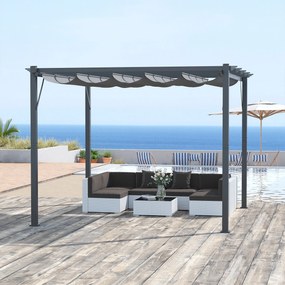Outsunny Pergola 3 x 3 m - pergola zadaszenie ogrodowe przesuwna aluminium 300 x 300 cm szara brązowa | Aosom PL