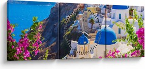 Obraz - Santorini, Grecja (z zegarem) (90x30 cm)
