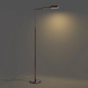 Designerska lampa podłogowa ciemny brąz z LED i ściemniaczem dotykowym - Notia
