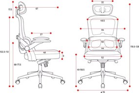 Ergonomiczny fotel do pracy w biurze Diablo V-Light, jasny szary