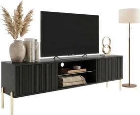 Czarna szafka RTV na złotych nóżkach 135 cm N9-P63