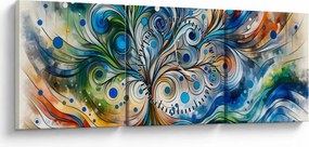 Obraz – Kolorowe energetyczne drzewo (z zegarem) (90x30 cm)