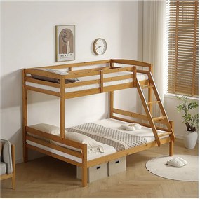 Drewniane łóżko piętrowe "Léa" - 140/90 x 190 cm - Brąz