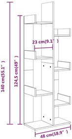 Regał Z Czarny Nowoczesny 8 Półkami S6-C14