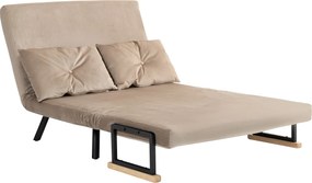 HOMCOM Fotel rozkładany z funkcją spania łóżko dla gości podłokietniki drewniane metalowa rama do 120 kg jasnobrązowy | Aosom PL