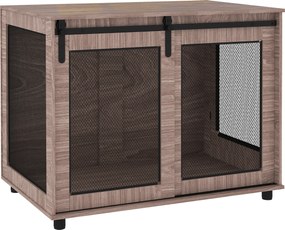 PawHut Klatka transportowa dla psów, miejsce do odosobnienia dla zwierząt, zamknięte drzwi, 98 x 60 x 78 cm, Jasnobrązowy